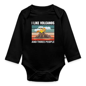 Vulkan Vulkane Vulkanliebhaber Shirt lustig Vulkan - Baby Bio-Langarm-Body - Schwarz - Vorne