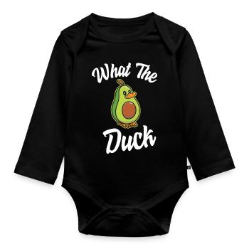 What the duck I Ente Erpel - Baby Bio-Langarm-Body - Schwarz - Vorne