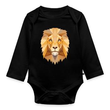Lion Horoscope Signes du zodiaque - Body Bébé bio manches longues - noir - Devant