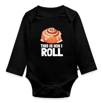 Cinnamon Roll Cinnamon Buns And Cinnamon Swirl - Body Bébé bio manches longues - noir - Devant