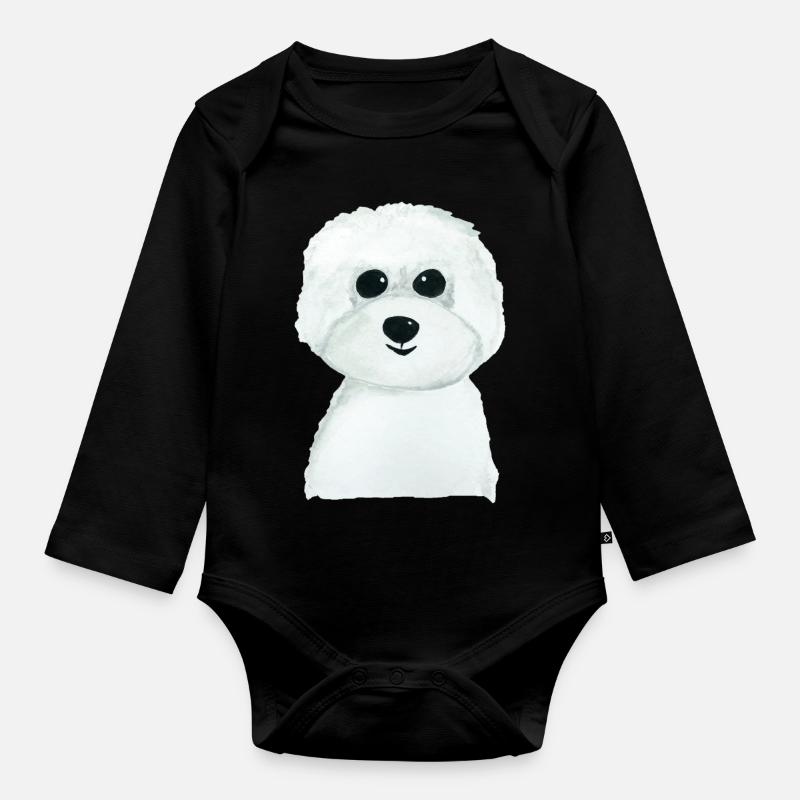 Bichon chien - Body Bébé bio manches longues - noir