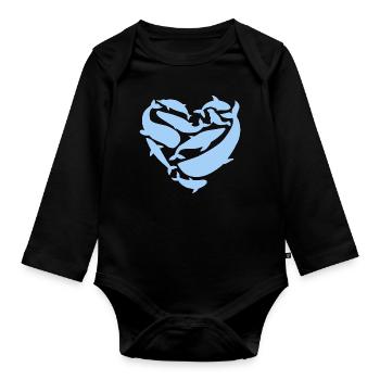 Walarten Herz Design für Wal-Liebhaber - Baby Bio-Langarm-Body - Schwarz - Vorne
