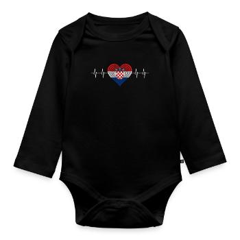 Croatia Kroatien Herz Herzschlag - Baby Bio-Langarm-Body - Schwarz - Vorne