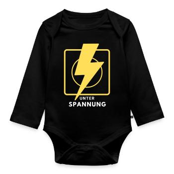Elektriker Elektroniker Strom Spannung Geschenk - Baby Bio-Langarm-Body - Schwarz - Vorne