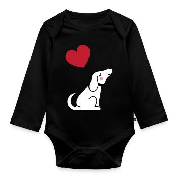 Chien - Body Bébé bio manches longues - noir - Devant