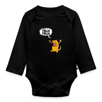 Lebanese Yalla Habibi Arabic Arab And Islam Muslim - Organic Longsleeve Baby Bodysuit - black - Front