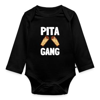 Chickpeas Hummus Tahini Falafel Pita And - Organic Longsleeve Baby Bodysuit - black - Front