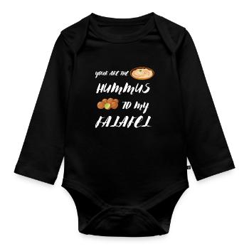 Chickpeas Hummus Tahini Falafel Pita And - Organic Longsleeve Baby Bodysuit - black - Front