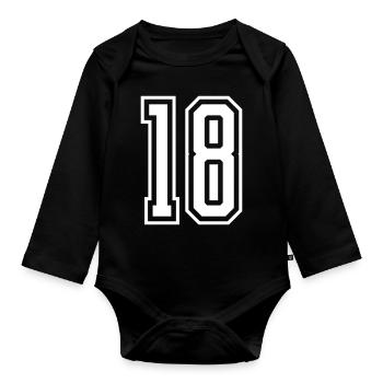 18 Numéro de numéro - Body Bébé bio manches longues - noir - Devant