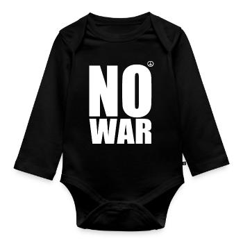 No war - Body Bébé bio manches longues - noir - Devant