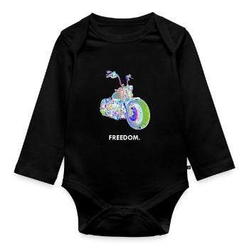 Motorcycle Chopper Freedom Biker Motorcyclist - Organic Longsleeve Baby Bodysuit - black - Front