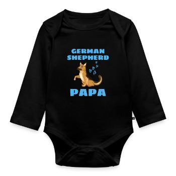 Dogs Papa Gift Father's Day German Shepherd - Organic Longsleeve Baby Bodysuit - black - Front