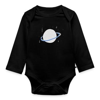 planet universe stars symbol - Organic Longsleeve Baby Bodysuit - black - Front