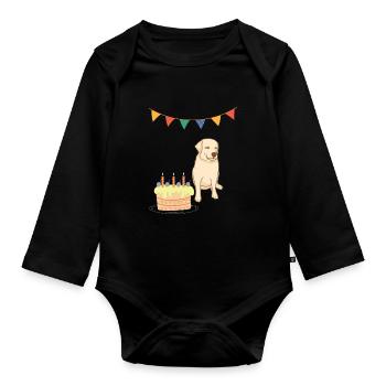 Birthday Party Dogs Party Gift Labrador - Organic Longsleeve Baby Bodysuit - black - Front