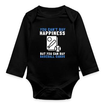 Baseball Card Collector And Baseball Memorabilia - Organic Longsleeve Baby Bodysuit - black - Front