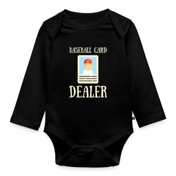 Baseball Card Collector And Baseball Memorabilia - Organic Longsleeve Baby Bodysuit - black - Front