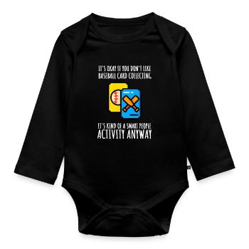 Baseball Card Collector And Baseball Memorabilia - Organic Longsleeve Baby Bodysuit - black - Front