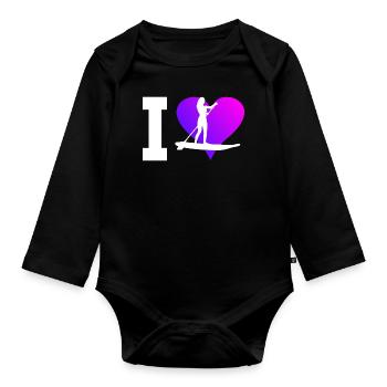Standup Paddle Standup Paddling Stand up Paddling - Organic Longsleeve Baby Bodysuit - black - Front