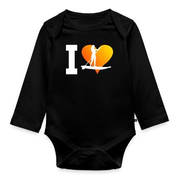 Standup Paddleboard Herren Standup Paddling - Baby Bio-Langarm-Body - Schwarz - Vorne