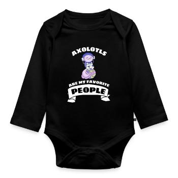 Salamander Pet Space Astronaut Axolotl - Organic Longsleeve Baby Bodysuit - black - Front
