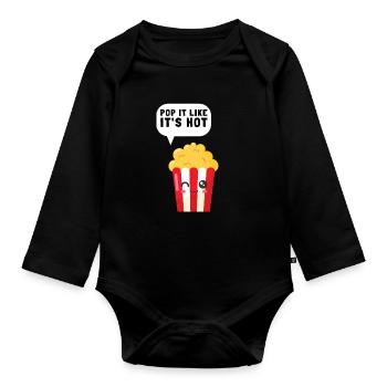 Popcorn Machine Movie Lover Cinéma Cinéma - Body Bébé bio manches longues - noir - Devant