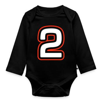2 Number symbol - Organic Longsleeve Baby Bodysuit - black - Front