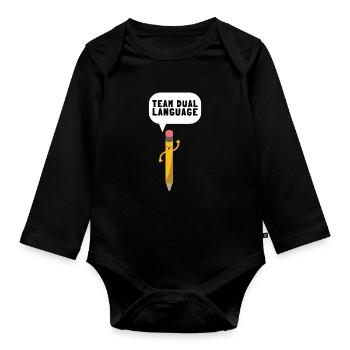 Dual Language Team Bilingual Teacher School Tutor - Baby Bio-Langarm-Body - Schwarz - Vorne