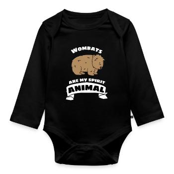 Wombats are my spiritual animal Wombat - Organic Longsleeve Baby Bodysuit - black - Front