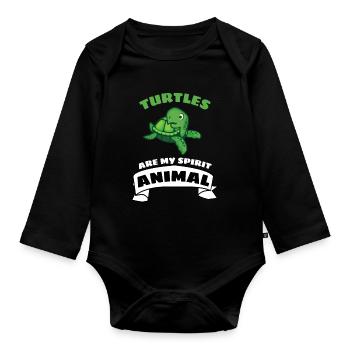 Ocean Animal Lovers Cadeau Drôle de Tortue - Body Bébé bio manches longues - noir - Devant