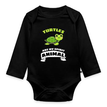 Sea Turtle Gift Cute Turtle - Organic Longsleeve Baby Bodysuit - black - Front
