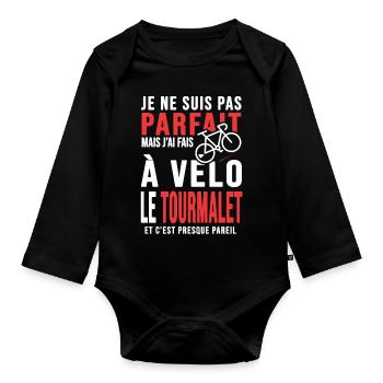 j ai fais le tourmalet à vélo cadeau velo cycliste - Body Bébé bio manches longues - noir - Devant