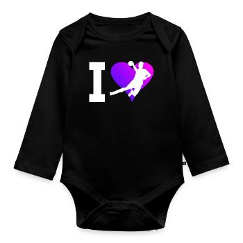 Men's Handball Players Handball Handball - Organic Longsleeve Baby Bodysuit - black - Front