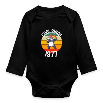Cool depuis 1977 Retro Dabbing Panda 45ème anniversaire - Body Bébé bio manches longues - noir - Devant