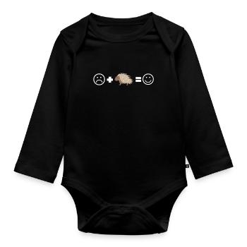 Porcupine Pig Hedgehog Rodent Hystricidae - Baby Bio-Langarm-Body - Schwarz - Vorne