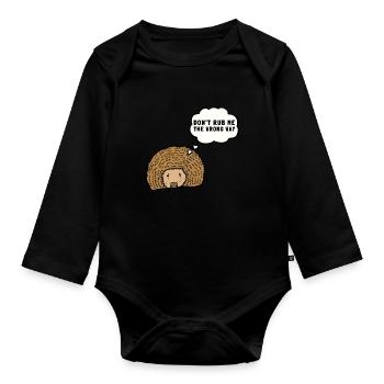 Porcupine Pig Hedgehog Rodent Hystricidae - Baby Bio-Langarm-Body - Schwarz - Vorne
