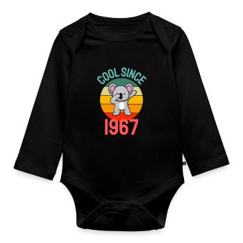 Cool since 1967 Retro Dabbing Koala 55th birthday - Organic Longsleeve Baby Bodysuit - black - Front