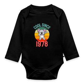 Cool depuis 1978 Retro Dabbing Koala 44ème anniversaire - Body Bébé bio manches longues - noir - Devant