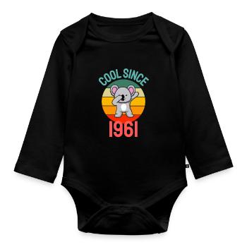 Cool seit 1961 Retro Dabbing Koala 62. Geburtstag - Baby Bio-Langarm-Body - Schwarz - Vorne