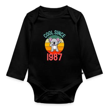 Cool seit 1987 Retro Dabbing Koala 35. Geburtstag - Baby Bio-Langarm-Body - Schwarz - Vorne