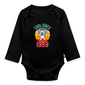 Cool seit 1989 Retro Dabbing Koala 33. Geburtstag - Baby Bio-Langarm-Body - Schwarz - Vorne