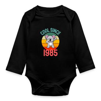 Cool seit 1985 Retro Dabbing Koala 37. Geburtstag - Baby Bio-Langarm-Body - Schwarz - Vorne