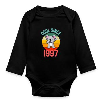 Cool seit 1997 Retro Dabbing Koala 25. Geburtstag - Baby Bio-Langarm-Body - Schwarz - Vorne
