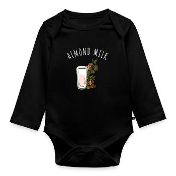 Almond Milk Dairy Free Vegan Milk Plant Based - Organic Longsleeve Baby Bodysuit - black - Front