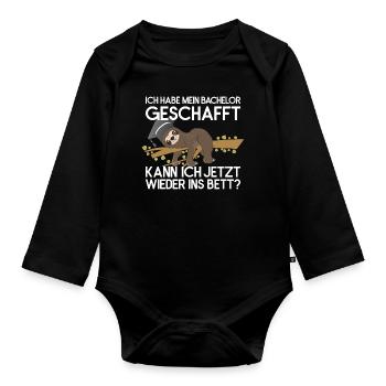 Sloth Faulenzer Süßes Faultier Geschenk - Baby Bio-Langarm-Body - Schwarz - Vorne