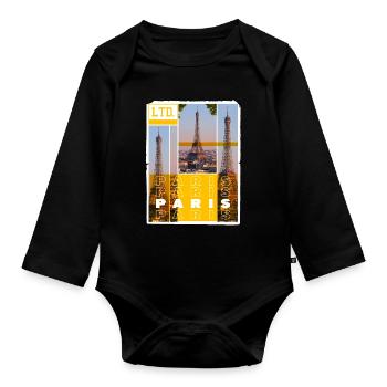 Paris France City Skyline Eiffel Tower Holiday - Organic Longsleeve Baby Bodysuit - black - Front