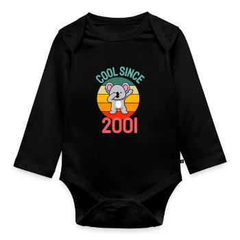 Cool seit 2001 Retro Dabbing Koala 21. Geburtstag - Baby Bio-Langarm-Body - Schwarz - Vorne