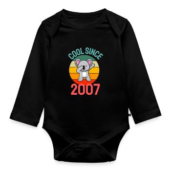 Cool seit 2007 Retro Dabbing Koala 15. Geburtstag - Baby Bio-Langarm-Body - Schwarz - Vorne