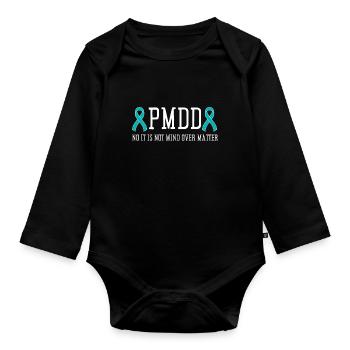 PMDD Awareness Premenstrual Syndrome Menstrual - Baby Bio-Langarm-Body - Schwarz - Vorne