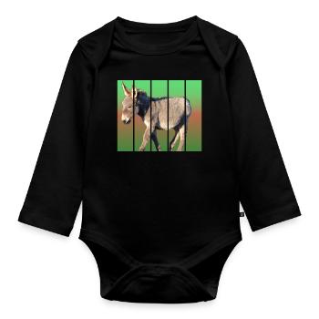 Esel - Baby Bio-Langarm-Body - Schwarz - Vorne