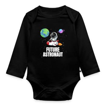 Univers Space Rocket Futur astronaute - Body Bébé bio manches longues - noir - Devant